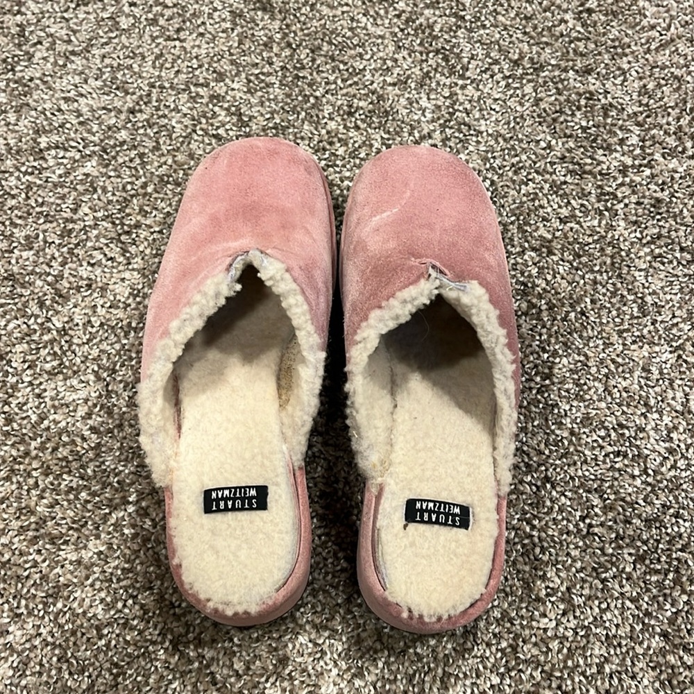 Stuart Weitzman Pink Suede Clog Mule